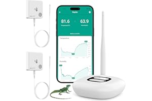 MOCREO ST9 WiFi Reptile Thermometer Hygrometer, Remote App and Email Alert, No Subscription Fee, Smart Temperature Humidity Gauge with Data Logging for Terrarium, Freezer, Refrigerator (2 Pack)