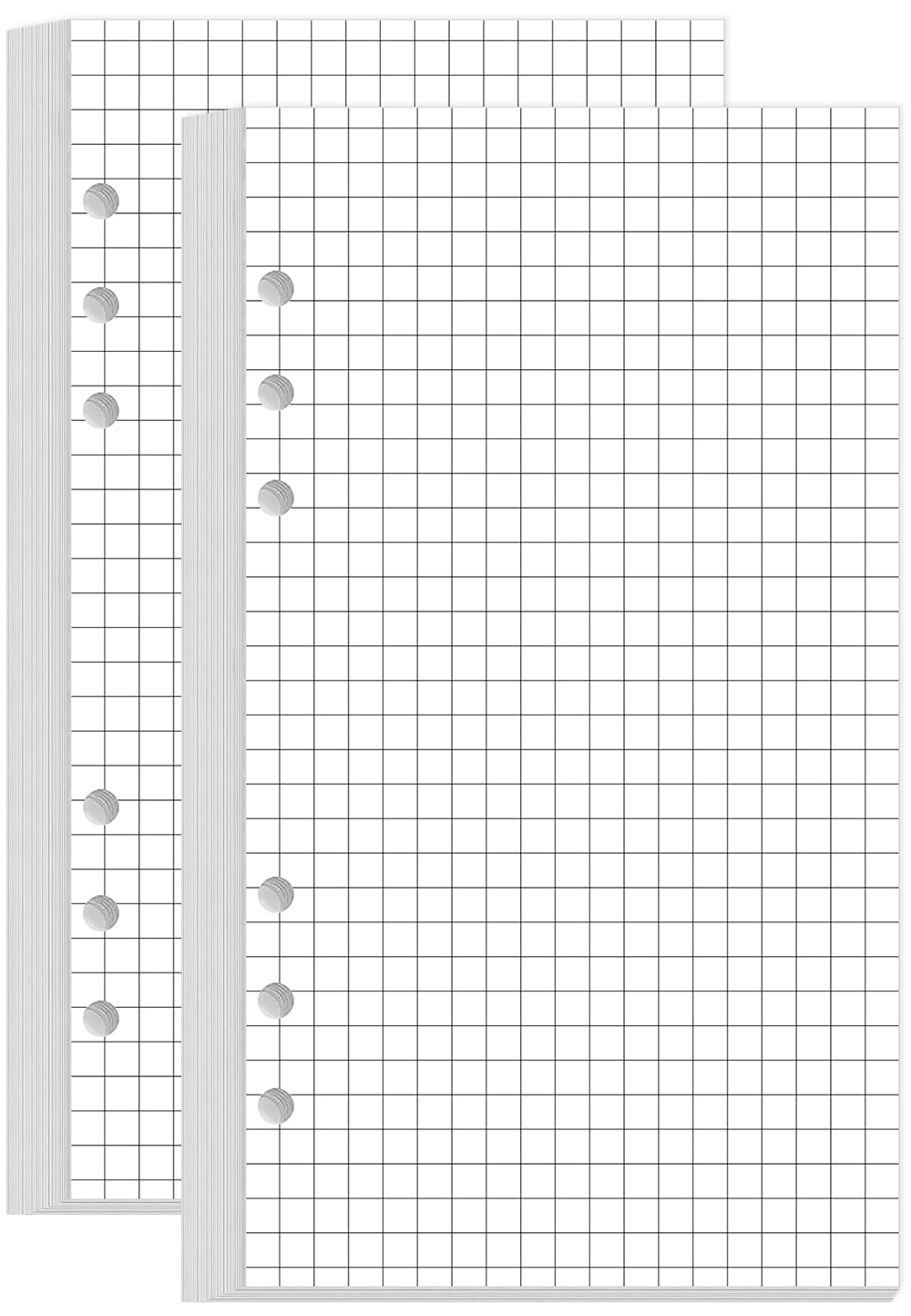 Photo 1 of (2-Pack) A6 Graph Paper Refills - Grid Paper for Filofax Personal Binders, 6 Holes Punched, 200 Sheets/400 Pages,100gsm, 3.75'' x 6.75''
