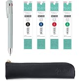QULLITY ZEBRA Blen4+S multifunction Pen (Black/Blue/Red/Green and 0.5mm Mechanical Pencil), original Black slim pen case (Powder Blue)
