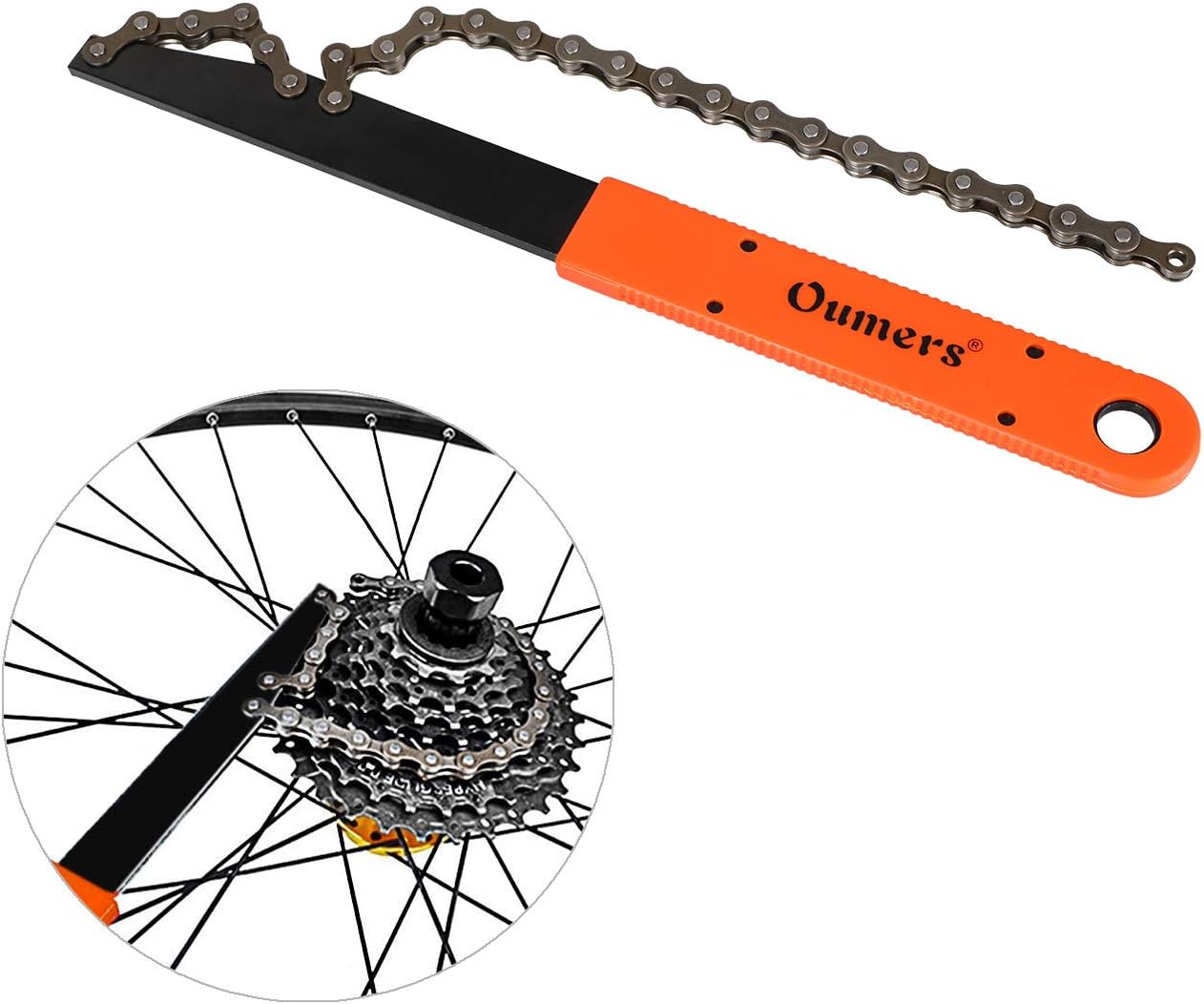 Oumers Bike Chain Tools Kit, Upgrade Rotor Lockring Removal Wrench & Chain Whip with Cassette/Bicycle Flywheel Remover Sprocket Remover Tool Pack : Sports & Outdoors