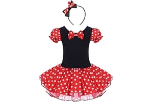 IBTOM CASTLE Toddler Girl Polka Dots Party Fancy Costume Tutu Dress up Dance Leotard Gymnastic Cosplay Cartoon Ear Headband