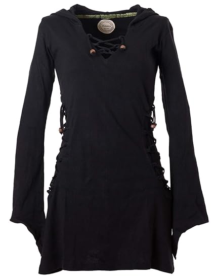 Vishes - Alternative Bekleidung - Elfenkleid mit Zipfelkapuze und Bändern zum Schnüren