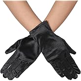 DreamHigh Women 9 Inches Short Satin Mittens Opera Gloves Wrist Length Gloves