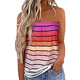CERYIWER Women Striped Strapless Bandeau Tank Tube Tops Summer Backless Shirts