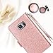 Galaxy S7 Case, S7 Wallet Case, BENTOBEN Folio Flip Faux Leather Wallet Case Credit Card Slots Cash Holder Wristlet Cover Magnetic Snap Closure Protective Case for Samsung Galaxy S7, Rose Gold/Pink