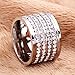 Tuji Stunning White 4 Rows Round Cubic Zirconia CZ Wedding Stackable Eternity Band Ring (S7)