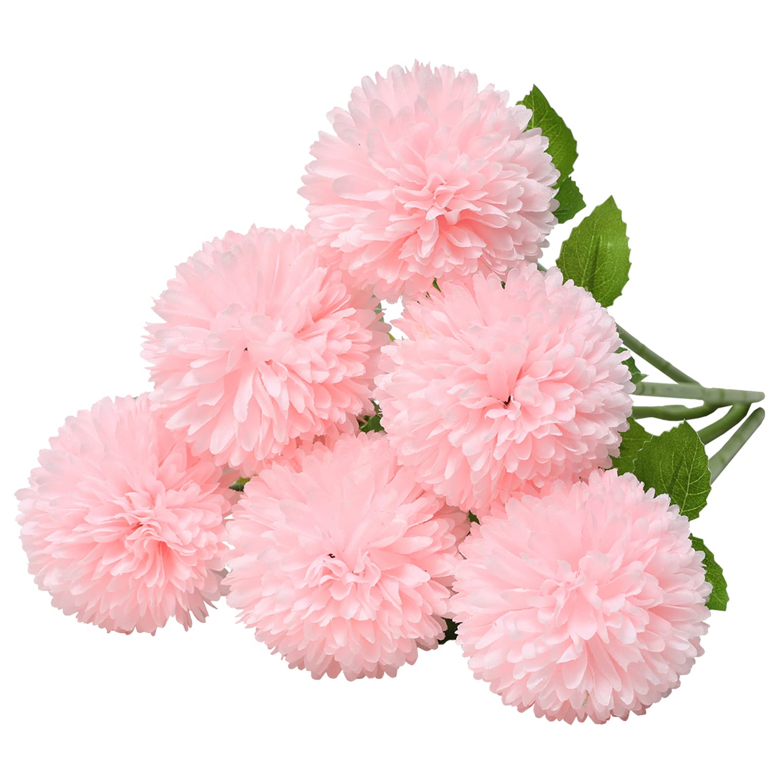 Tifuly Artificial Hydrangea Flowers, 6 Pcs Silk Chrysanthemum Small Ball Flowers for Home Garden Party Office Decoration Bridal Wedding Bouquets Floral Arrangement(Light Pink)