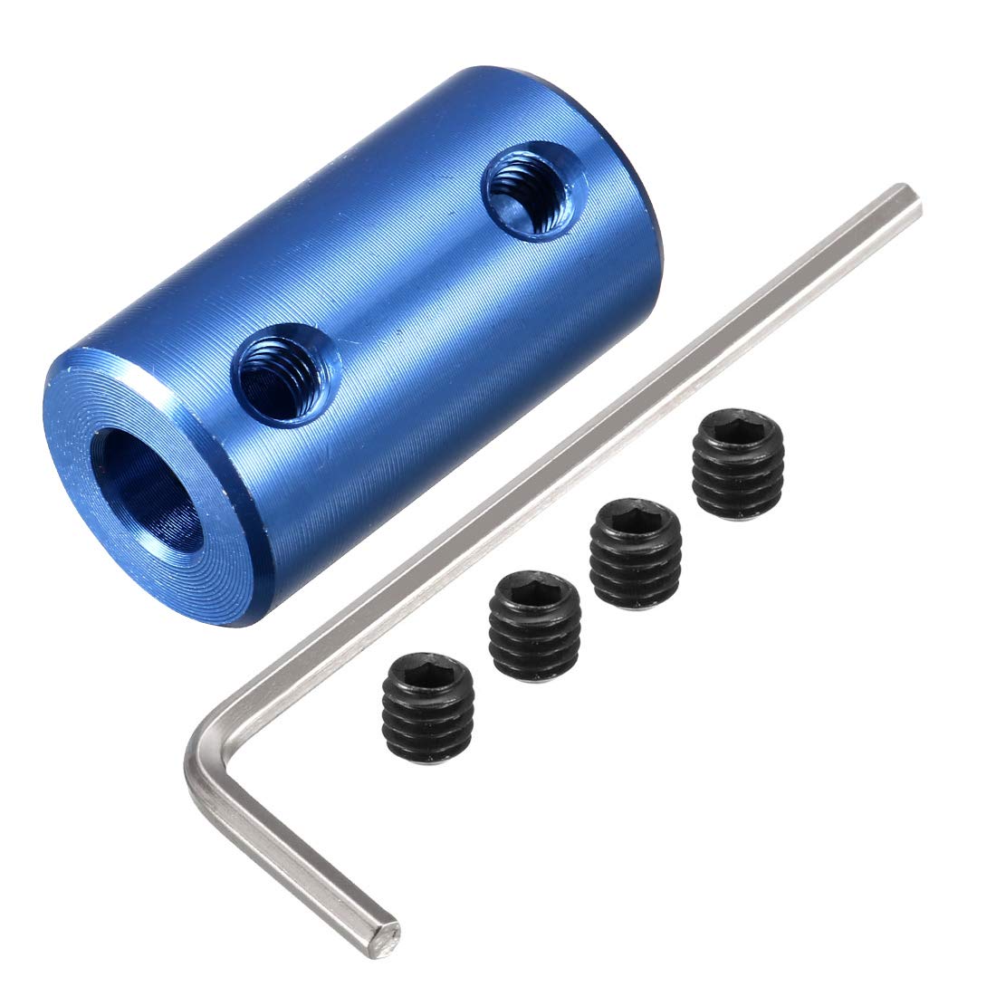 Sourcingmap 5mm to 6mm Bore Rigid Coupling Set Screw L25XD14 Aluminum Alloy,Shaft Coupler Connector,Motor Accessories,Blue w Wrench