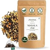 Zyanna Masala Chai Tea - Premium Blended Assam CTC with Indian Masala Cardamom, Cinnamon, Clove, Black Pepper, Ginger - Natural Spices - 20 Tea bags for Authentic Indian Milk Chai Experience