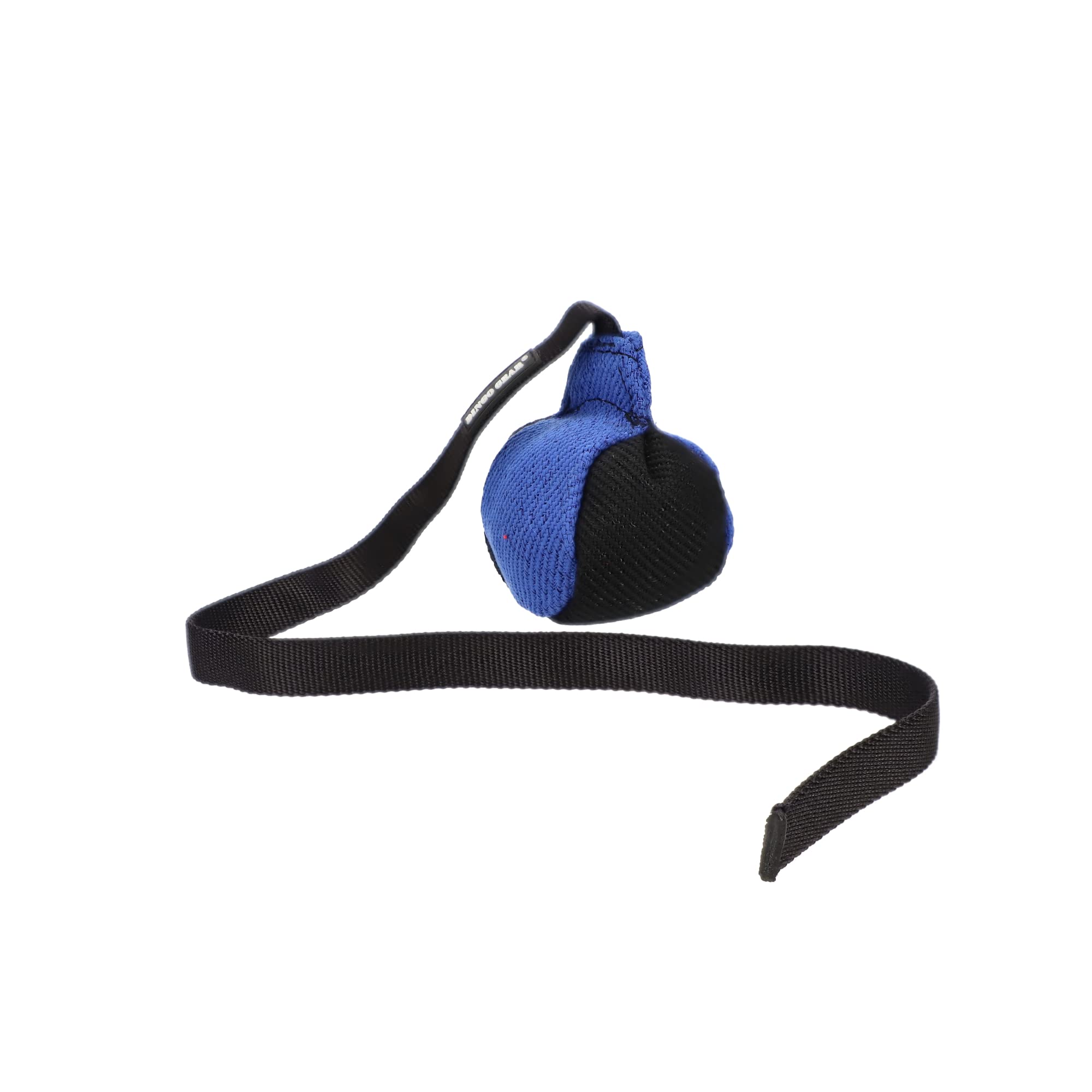 Dingo Gear Training Toy Ball 9 cm Black/Blue with Handle 65 cm French Material Nylcott Training Game Apport IGP Obedience S02815