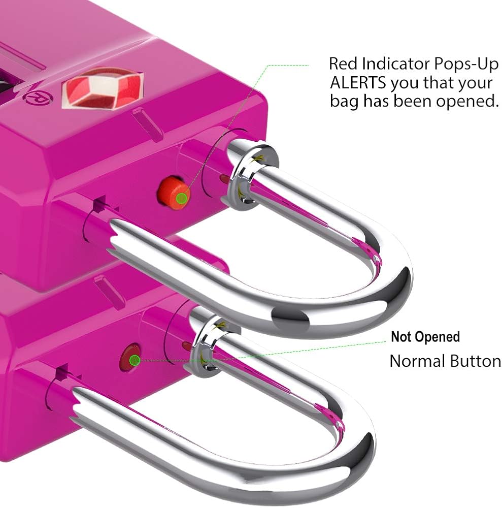 | TSA Approved Travel Luggage Locks, Open Alert Combination Lock for School Office & Gym Locker, Toolbox, Pelican Case, Pink 1 Pack | Luggage Locks