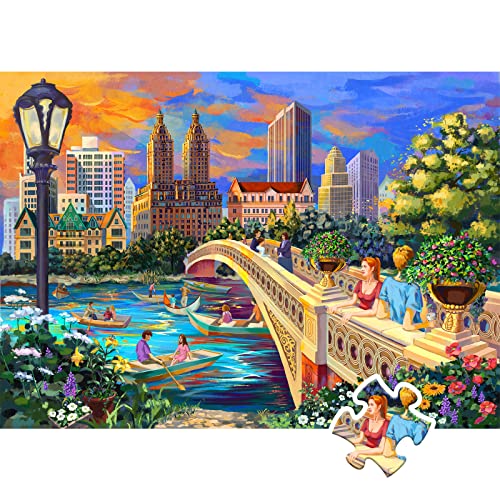 HXMARS Jigsaw Puzzles 1000 Pieces: New York City Park Puzzles for Teens Adults, Manhattan Central Park Jigsaw, Unique Cut Pieces
