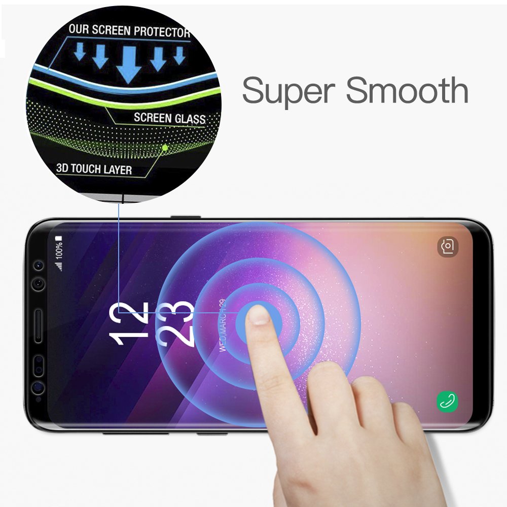 [2 Pezzi] Senisttech Pellicola Protettiva per Samsung Galaxy S8 -0,33mm HD ad alta trasparenza 3D compatibile - protezione perfetta contro graffi, acqua, vibrazioni e impronte digitali