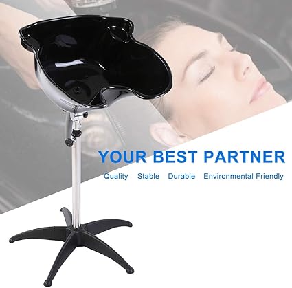 Salon Hair Basin Stainless Steel Portable Height Adjustable Salon