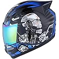 1Storm Motorcycle Bike Full Face Helmet Mechanic Skull: HJDJ11