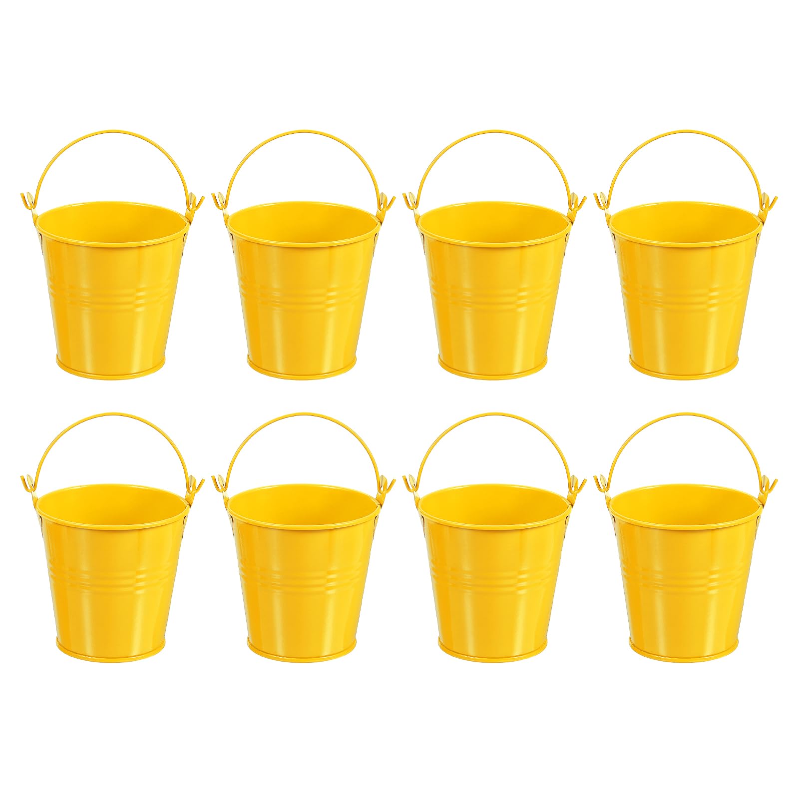 PATIKIL 3"x3" Small Metal Buckets with Handle, 8 Pcs Mini Galvanized Bucket Colorful Easter Buckets for Crafts Party Favors Decoration, Yellow