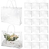 Tobeelec 20 Pack Large Clear Gift Bags with Handle, 15.7 x 3.7 x 11.4 Inch Large Plastic Bag Gift Bags Shopping Bag for Small Business Gifts Wedding Party Favors Birthday