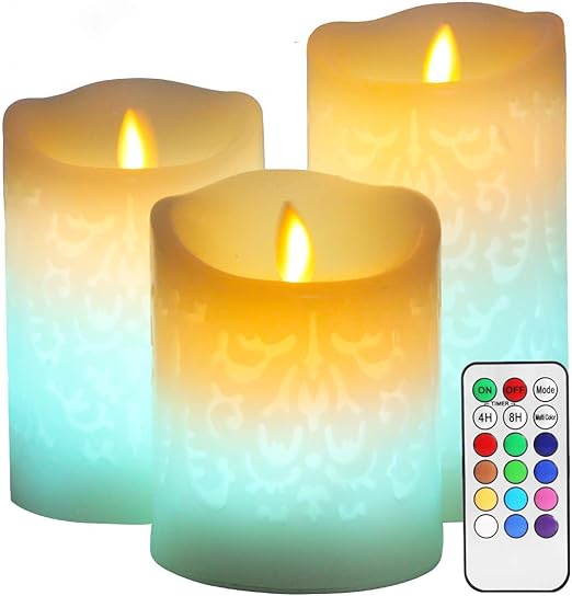 Amazon Co Jp 色が変わるledキャンドル 彫刻3dパターンデザイン 本物のワックス 揺らめく炎の出ないキャンドル リモートタイマー付き ウェディング装飾 クリスマスデコレーション Diy 工具 ガーデン