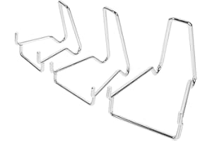 Homoyoyo 3pcs Metal Crystal Display Stands Easel Set for Agate, Gemstone, Mineral Specimens – Silver Small,