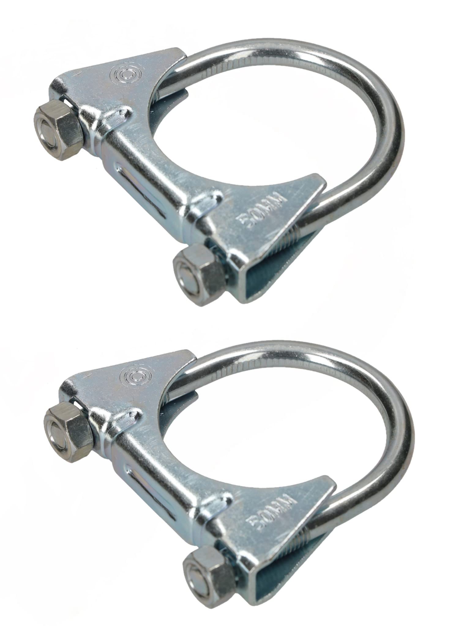 KOTARBAU® Set of 2 U-bolts for mounting antennas, pipes, masts, universal clamp for pipe connections, silver, 50mm, Minimalist