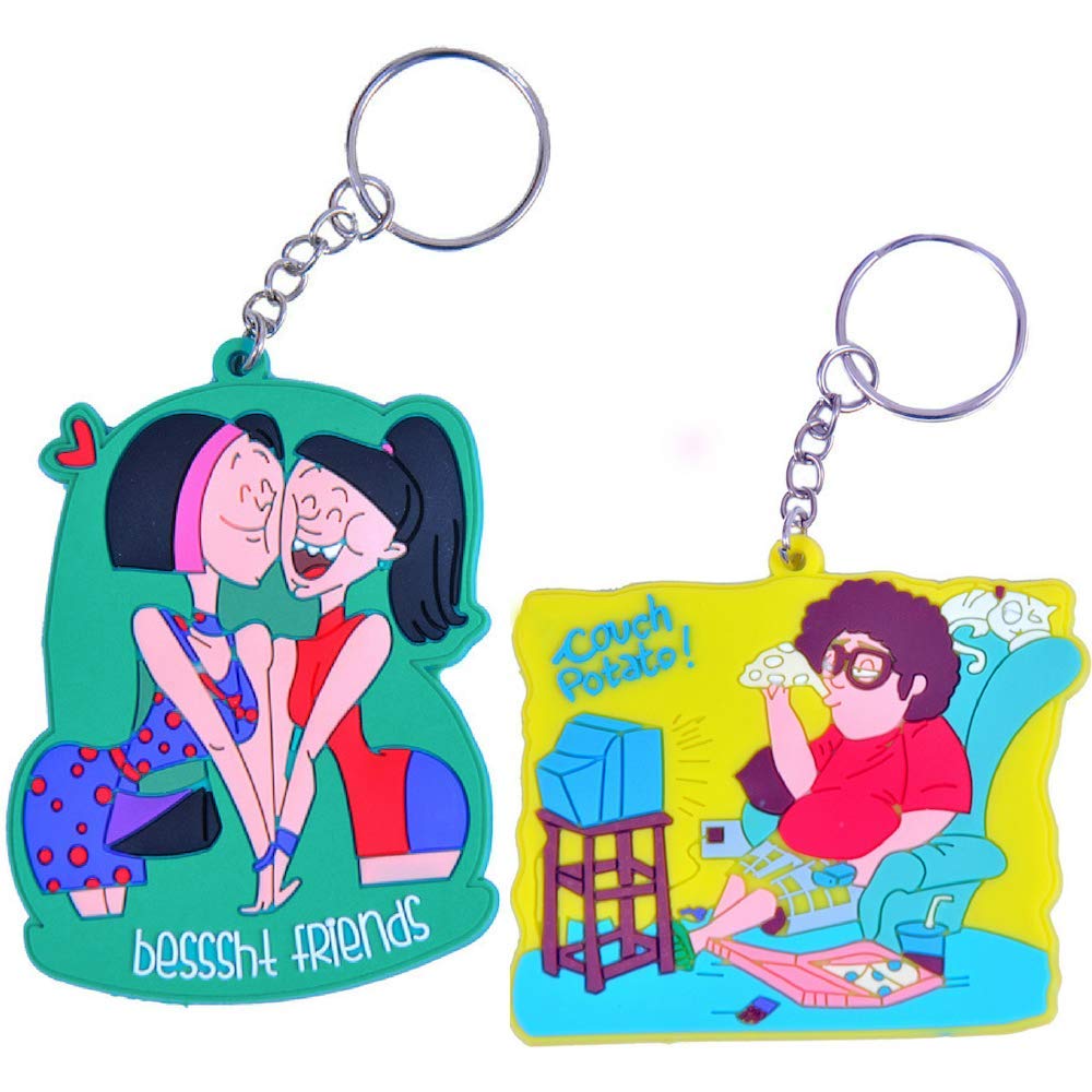 Ghirani Best Friends Couch Potato Keychain Combo Pack Of 2