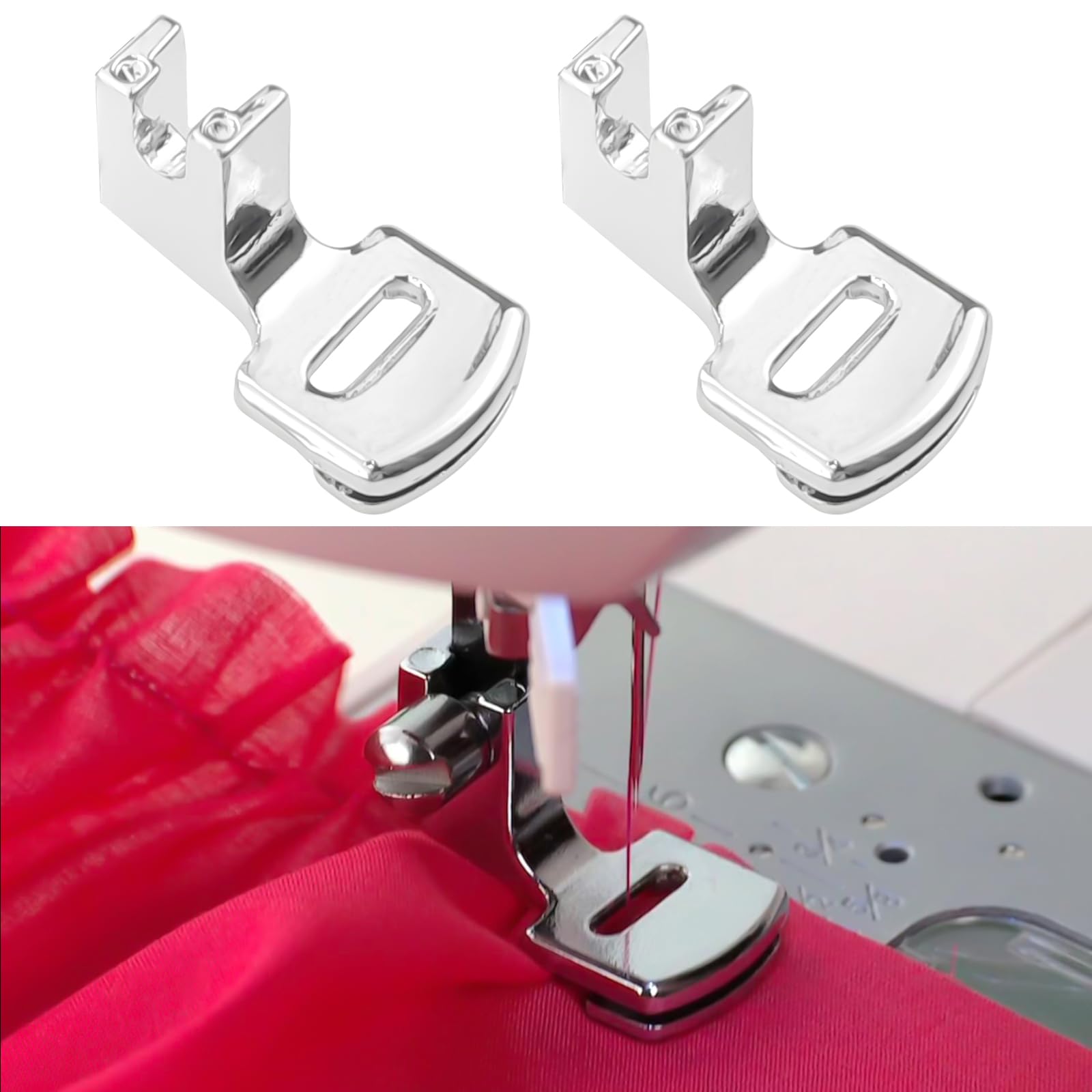 Photo 1 of 2 Pack Gathering Foot Shirring Gathering Presser Foot, for Majority Low Shank Singer, Brother, etc, Sewing Machine, Low Shank Shirring Gathering Presser Foot