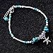 INSANEY Starfish Charm and Turquoise Pearl Bead Link Anklet (C:Turquoise)