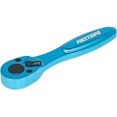 FIRSTINFO 1/4" Mini Ratchet Wrench, 72-Tooth Low Profile Hex Bit Driver | Compact aluminum, 5-degree swing arc for tight spots, 37.5 ft-lb torque, Bit clip keeps bits secure, Made in Taiwan
