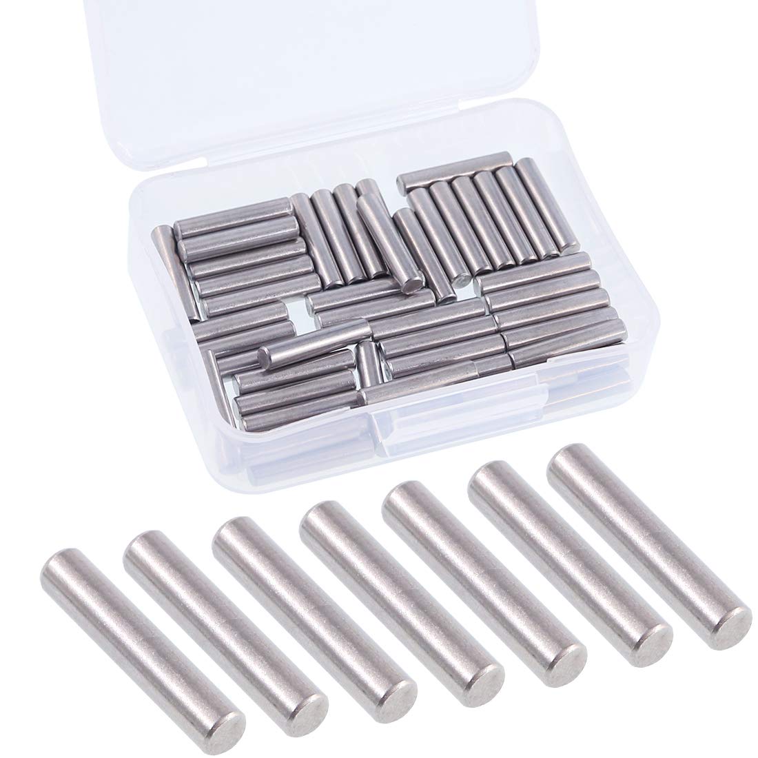 Glarks 50-Pieces 5x25mm Dowel Pin Stainless Steel Shelf Support Pegs Pin Rod Fasten Elements