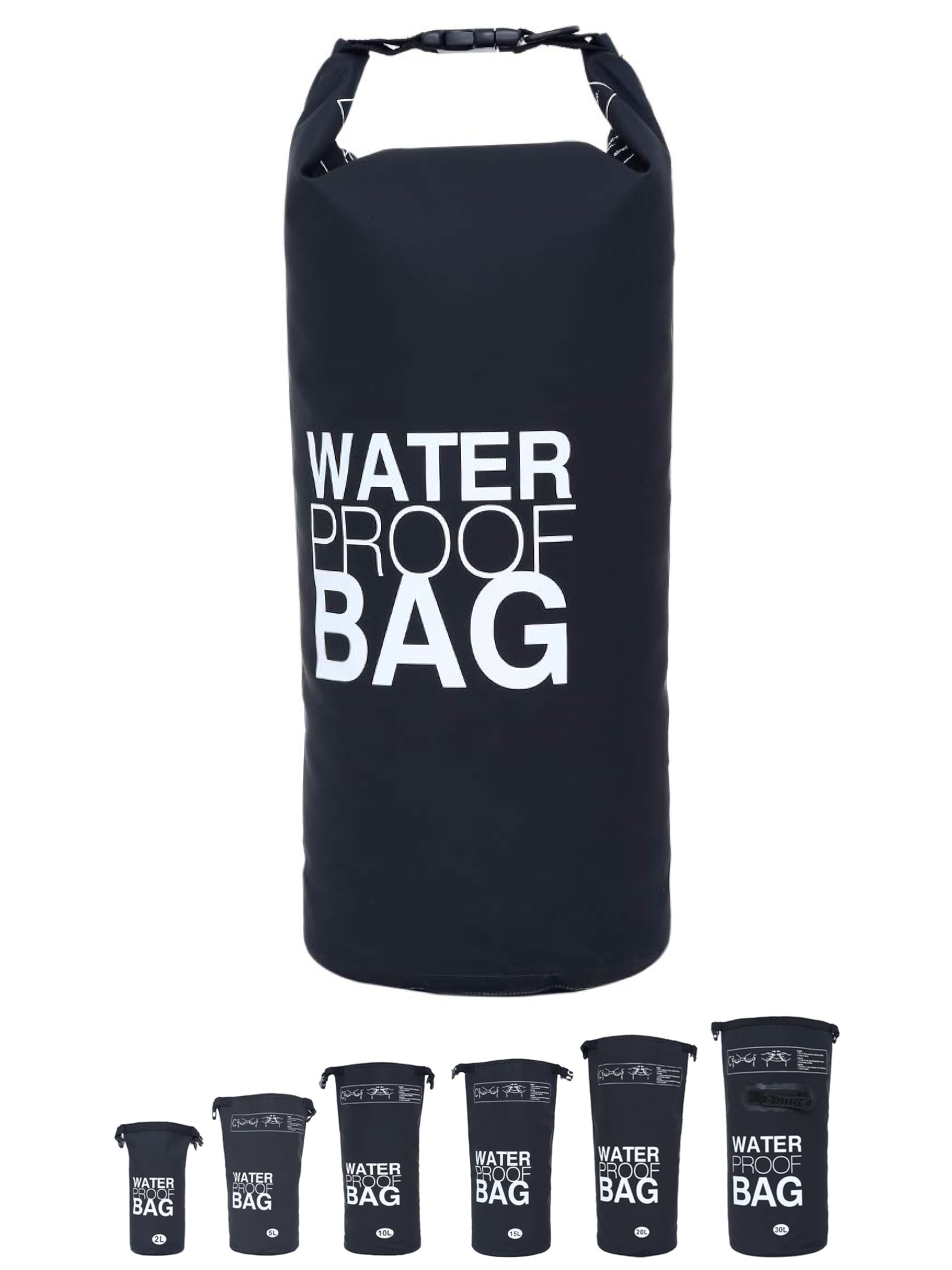 DonDon Waterproof Bag Drybag Storage Bag for Your valuables with Adjustable Shoulder Strap for Kayaking Boating Rafting Fishing Swimming Camping and Hiking in Black 2 Liter — image 1