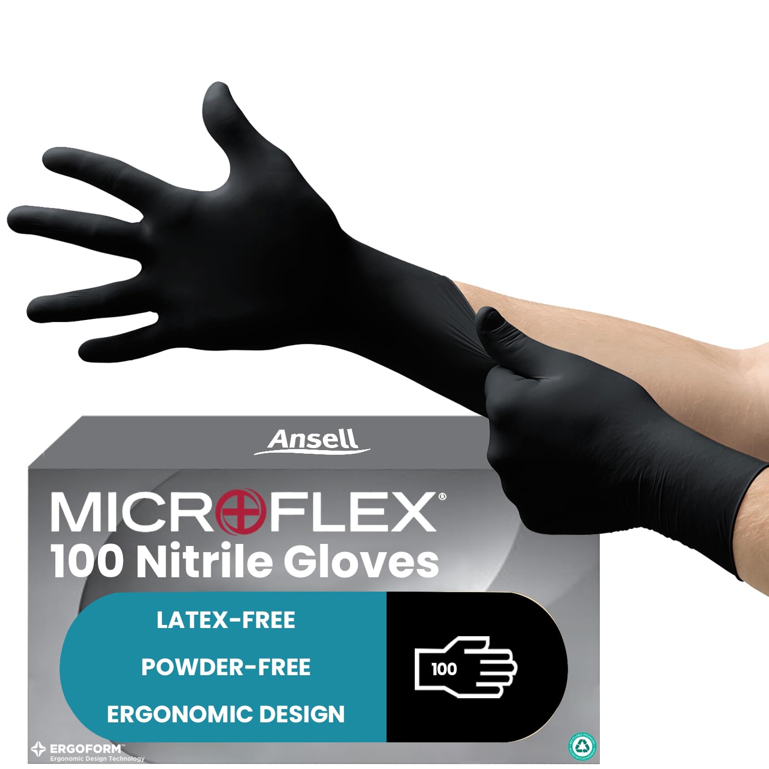 Ansell Microflex 93-732, Multipurpose Nitrile Disposable Gloves for Precise Handling and Mechanical Tasks, Latex Free, Powder-Free, Size XL (100 Pieces)