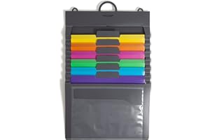 SMEAD Cascading Wall Organizer, 6 Removable Folder Pockets, Letter Size, Gray/Bright Pockets (92060)