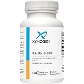 XYMOGEN K2-D3 10000 - Vitamin D3 K2 - Bioavailable Vitamin D 10,000 IU (Cholecalciferol) with MK-7 - Heart, Arterial, Bone Health + Immune Support Supplement (120 Capsules)