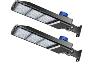 Juyace 300W LED Parking Lot Light Dusk to Dawn Outdoor Lighting Wall Mount Exterior Flood Commercial Outside IP65 100-277V for Shoebox Street Security Area (2 Pack)