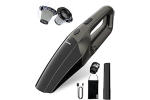 TANYO Car Vacuum Cordless, Portable Handheld Car Vacuum Cleaner with 120W Strong Suction Power and Stainless HEPA Filter, Rechargeable Mini Hand Held Vacuum Cleaner for Home, Car, Office, Pet, Dust