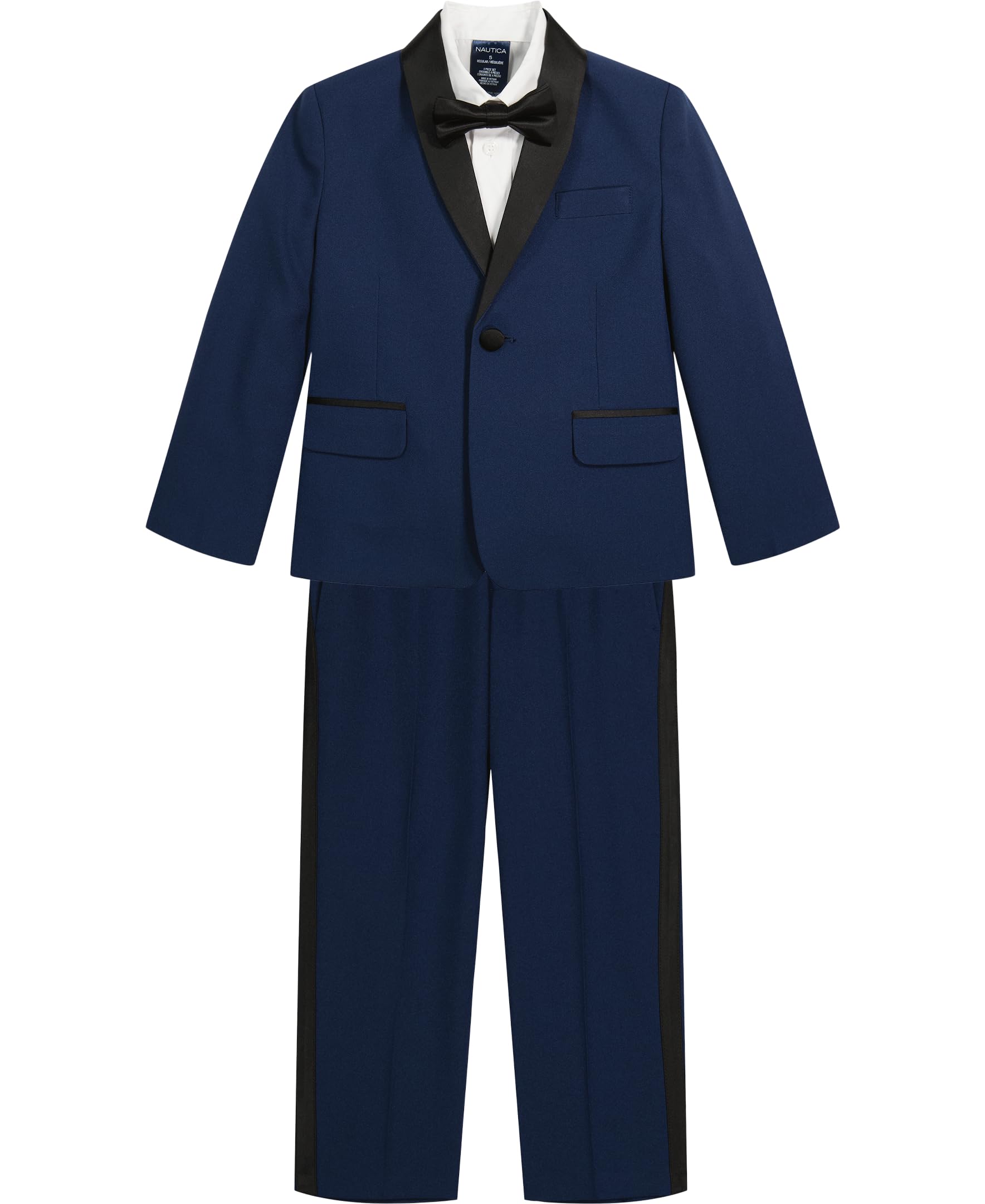Nautica 4-Piece Tuxedo Set with Dress Shirt, Bow Tie, Jacket, and Pants, Blue Tuxedo, 5 Image