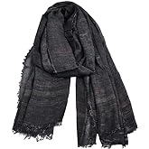 Kangqifen Unisex Striped Soft Scarf Cotton Linen Lightweight Large Scarves 75 x 35 inches