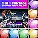 OXILAM Car LED Strip Light, 4pcs 48 LED Multicolor Music LED Car Interior Lights, Wireless Remote and APP Control, Sound Active Function, Under Dash Lighting Kit for iPhone Android Smart Phone