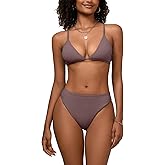 Wizbran Women's High Waisted Bikini Sets Sexy V Neck Push Up Triangle Swimsuits 2 Piece High Cut Bathing Suits