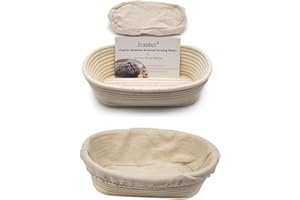 Oval Banneton Bread Proofing Basket and Linen Liner Set 10 Inches 2 Pack