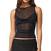 Women Mesh Tank Top Sheer See Through Sexy Going Out Top Clubwear