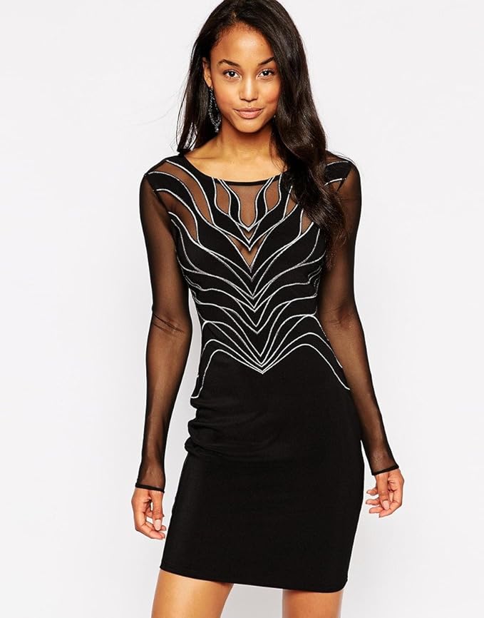 Women Ladies Night Out Party Night Out Cocktail Lace Bodycon Elegant Midiam Dress Black: Buy 