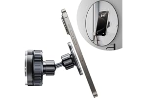 HIYJEN Magnetic Suction Cup Shower Phone Holder, Mirror Phone Mount for Bathroom Stick On Wall Makeup Mirror Compatible with Mag Safe, Bathroom Phone Stand Fit for iPhone 16 15 14 13 12 & Cell Phones