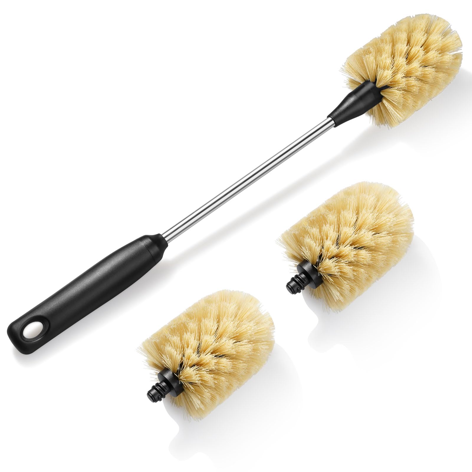 Photo 1 of Purtribe Water Bottle Cleaning Brush with 2 Replaceable Heads, Compatible with Sport Bottles, Tumblers, Mugs, Wine Decanters, Glassware, Round, 1 Pack (15 in)