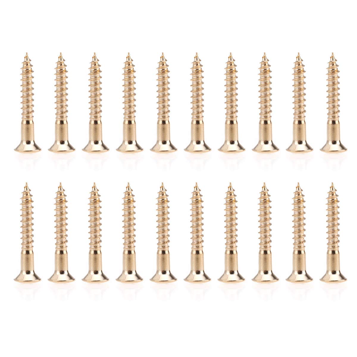 Musiclily Pro 3.5x25mm Guitar Bass Bridge Countersunk Mounting Screws,Gold (Set of 20)