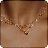 Initial Necklaces for Women, Trendy 14K Gold Plated Layered Necklace Dainty Letter Custom Name Personalized Choker Necklaces Non Tarnish Fashion Accessories Gold Jewelry Valentine's Day Gifts for Her