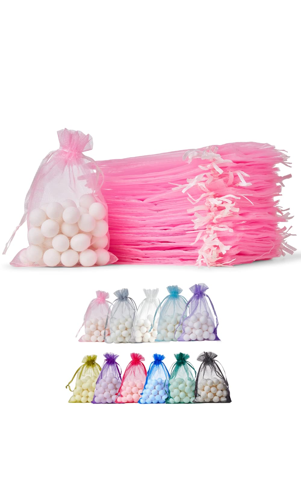 Soul Projekt 100pcs Light Pink 10x15cm Organza Drawstring Gift Bags, Wedding, Birthday, Christmas, Anniversary, Baby Shower, Party Favours
