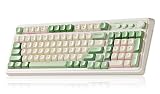 AULA S99 Gaming Keyboard, Wireless Computer Keyboards, Tri-Mode Bluetooth/2.4GHz/USB-C Custom Creamy Keyboard with Number Pad, RGB Backlit Media Knob Cute Programmable Keyboard for PC Gamer - Green
