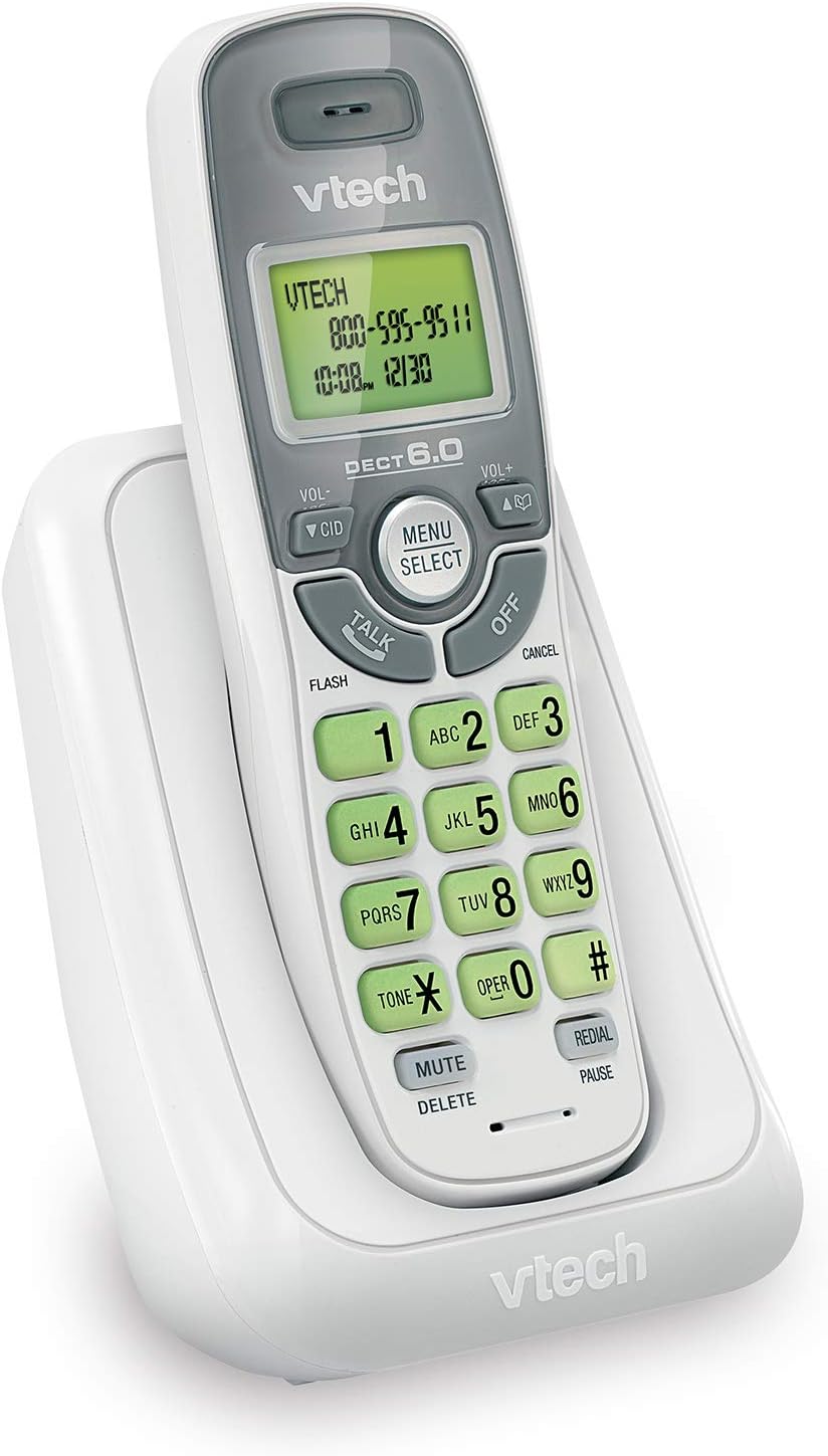 VTech CS6114 DECT 6.0 Cordless Phone with Caller ID/Call Waiting, White/Grey with 1 Handset: Electronics