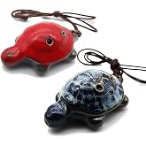 6 Hole Ocarina Turtle Shaped Ocarina Alto C Ceramic Ocarinas Instrument C Key Pack of 2 Red and Blue Ceramic Decor